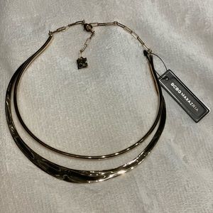 Bcbg gold hammered collar necklace new with tag